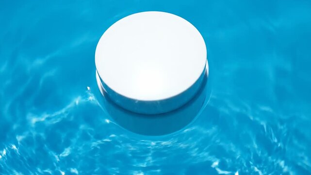 Pure Serenity: A pristine white object floats calmly upon a surface of rippling, azure water, reflecting the calm beauty of the natural world.