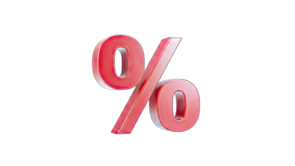 Red Percentage Symbol Isolated on White Background