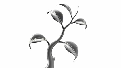 Modern Stylized Rubbery Plant Branch With Smooth Gloss Finish Isolated On White