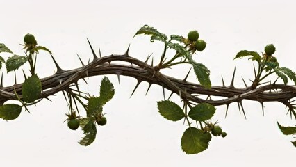Realistic Thorny Bramble Branch With High Detail Isolated On White For Nature Art
