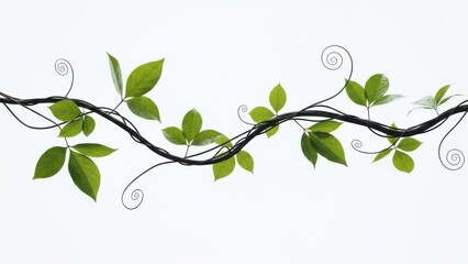 Elegant Curving Vine Branch On White Backdrop For Eco Friendly And Wellness Design