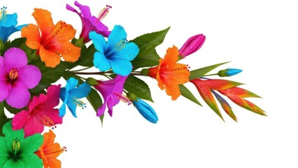 Exquisite Vibrant Tropical Floral Branch With Glossy Finish Isolated On White Design