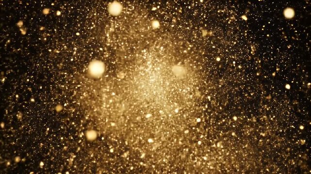 Golden Glittering Particle Stream - A blurry background shows a dense collection of sparkling golden particles, evoking a sense of celebration or magic.