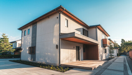 モダンデザインが特徴の日本の新築住宅外観