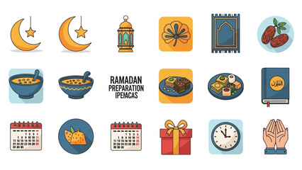 Ramadan Icons Collection Religious Islamic Symbols.