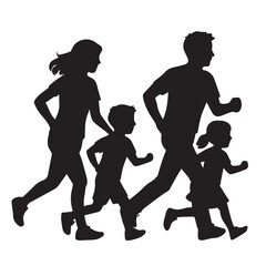Synchronized jogging family silhouette crafted for balanced motion artworks.