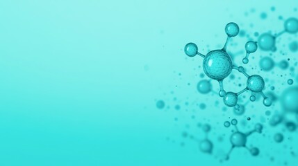 Abstract representation of molecular structures set against a light blue background, ideal for use in scientific materials, educational content, or technology presentations,