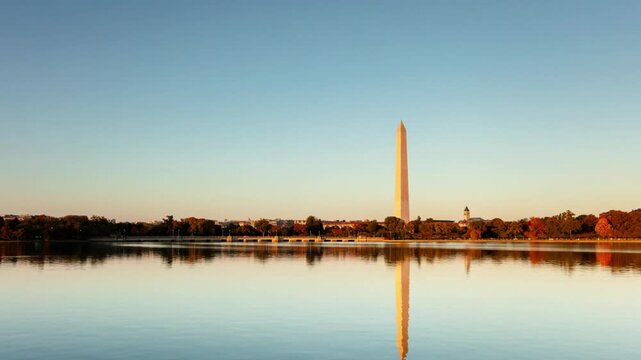 Washington Monument Reflecting in the Reflecting Pool at Dawn, Washington, DC