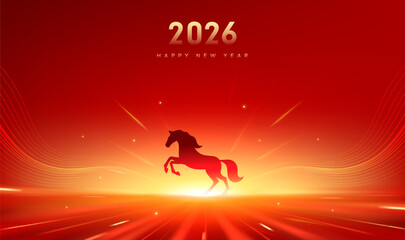 New Year red banner Horse Spring Festival abstract background