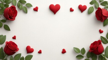 Romantic valentine's day heart and rose theme elegant occasion soft background aesthetic viewpoint