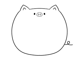 白黒　かわいい豚のフレーム