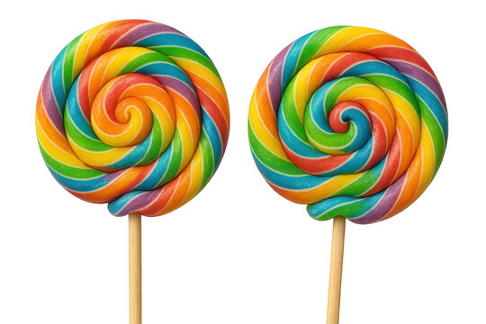 Colorful spiral lollipops showing sweet treats for childhood memories and festive celebrations on transparent