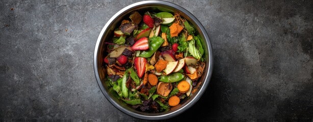 The Salad Bowl Filled With Fresh Colorful Mixed Greens Fruits and Vegetables