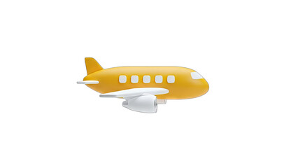 Fototapeta premium Yellow Airplane Flying on White Background