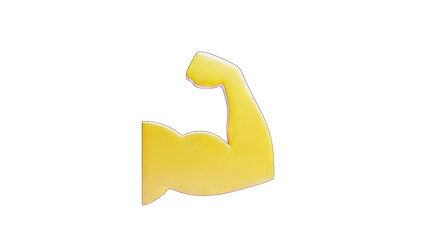 Yellow Arm Icon Showing Strength on White Background