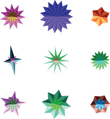 Fototapeta premium Colorful Geometric Star Patterns Vector Illustration