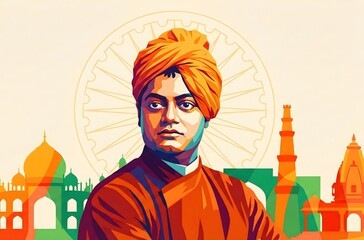 Poster design illustration for india national youth day.