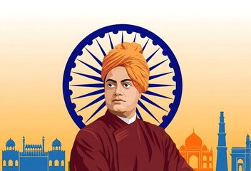 Swami vivekananda jayanti background illustration.