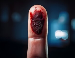 Closeup macro of a woman's finger and hand skin showing red human blood cells for medical and health beauty medicine