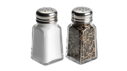 Salt and pepper shakers isolated on white background
