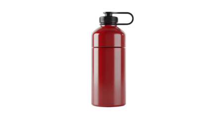 Red metal water bottle isolated on white background
