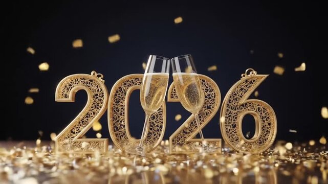 Sparkling Champagne Toast for New Year 2026 Celebration