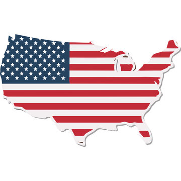 USA Map Outline with American Flag Design