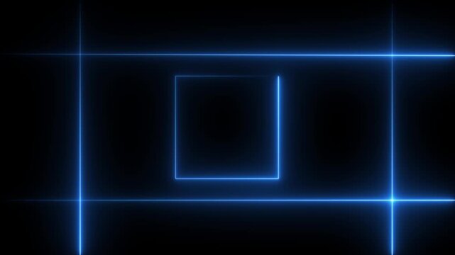 NEON Lights motion blue color loops square motion draws and beautiful lights background linear lamp enhanced for fast abstract light animation visuals