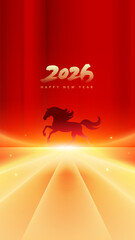 New Year red poster Year of the Horse Spring Festival background