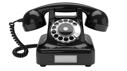 Vintage black rotary telephone isolated on white background
