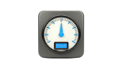 Speedometer Icon Showing Measurement on White Background