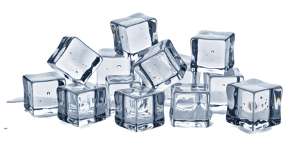 Transparent ice cubes isolated on white background
