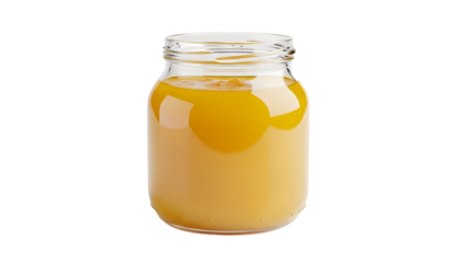 Transparent background isolated, glass jar filled with luscious golden honey, smooth texture, glistening highlights, natural sweet condiment, organic product, fresh ingredient, healthy food choice