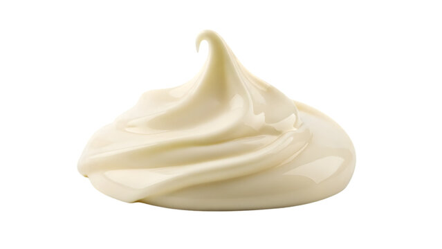 Plop of thick rich white mayonnaise or sour cream spread on transparent background, perfect culinary base for sandwiches, wraps, and appetizers, studio shot with soft lighting