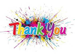 Colorful thank you text isolated on white background