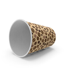 Empty 12oz disposable Coffee Takeout Cup with coffee beans Pattern