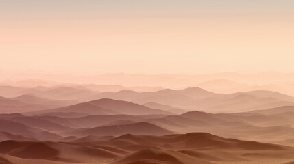 Naklejka premium Minimal desert horizon during sandstorm, muted beige palette, soft gradients, atmospheric depth