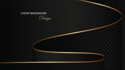 Luxury background vector design. Black luxury background with gold line and pattern decoration. Suit for award, card, invitation, certificate and others