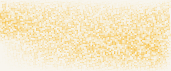 Yellow halftone pattern. Retro comic gradient background. Bright orange pixelated dotted texture overlay
