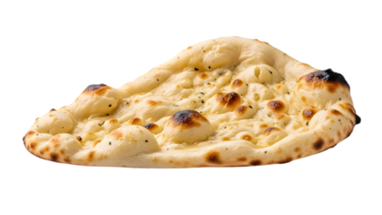 Plain naan bread isolated on a transparent background