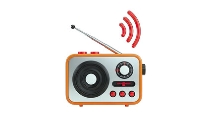 Retro Radio Broadcasting Signal on White Background