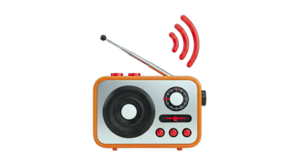 Retro Radio Broadcasting Signal on White Background