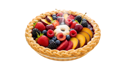 Delicious fruit tart with a braided crust and an assortment of fresh berries