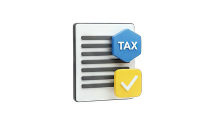 Tax Document Approved: 3D Render on White Background