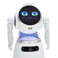 Presentation communication robot isolated on transparent