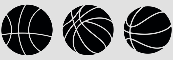 Obraz premium basketball icon set vector on white background. sports, icon, graphic, design, vector, illustration, simple, orange, black, white, outline, solid, logo, website, social media, printable, symbol