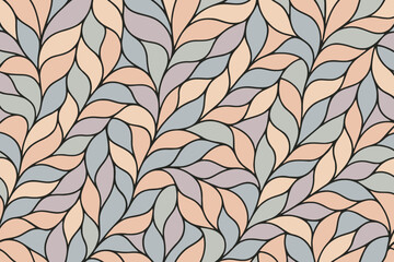 Fototapeta premium Abstract botanical pattern with intertwining pastel leaves and foliage