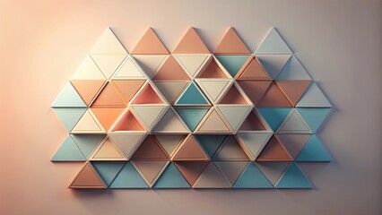 Abstract Geometric Triangular Pattern Wall Decor with Pastel Tones and Subtle Light Effects