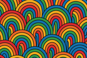 Fototapeta premium Vibrant concentric rainbow arches seamless pattern for pride or kids