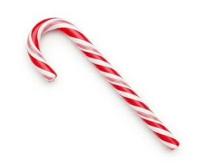 Single candy cane isolated on white background